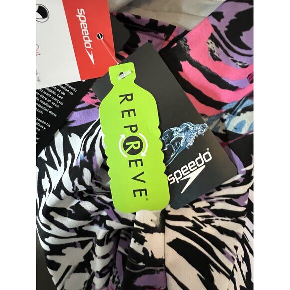 Speedo Women's 10 Swimsuit One Piece Moderate Cut Festival Fuchsia Animal Swirl - Picture 9 of 14